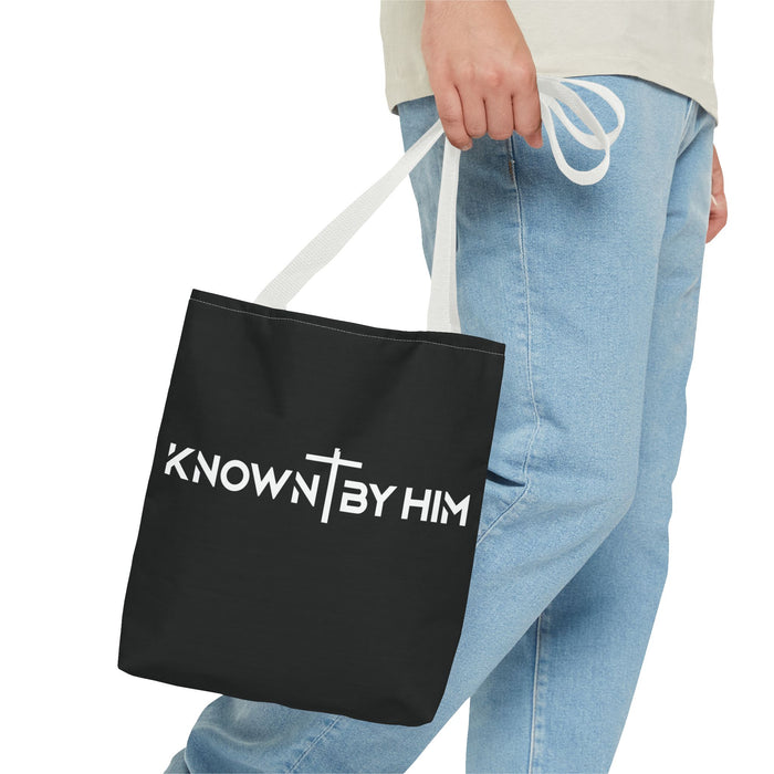 Known by Him Tote Bag — Black (13x13)