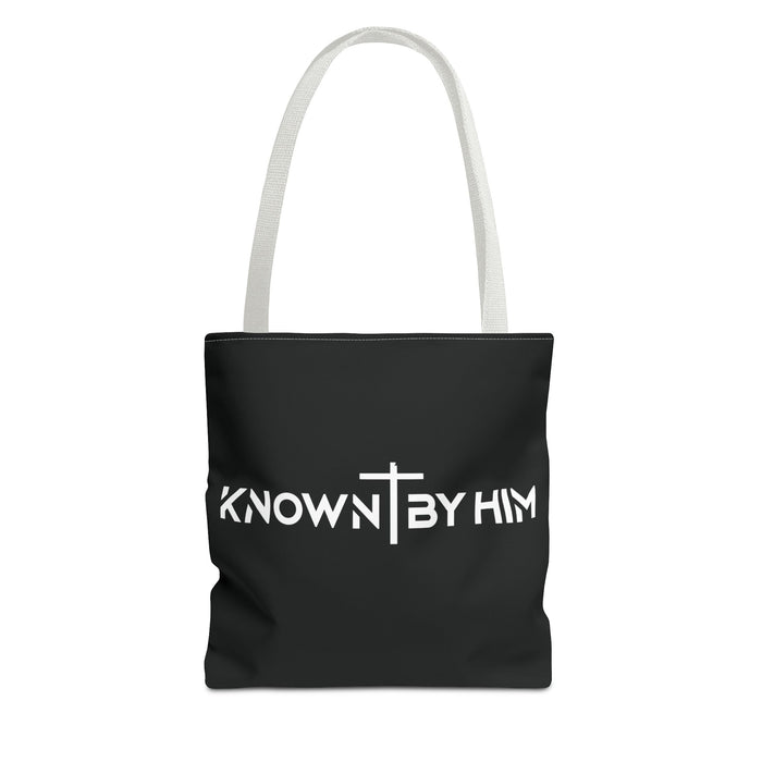 Known by Him Tote Bag — Black (13x13)