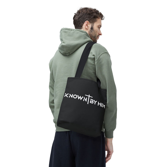 Known by Him Tote Bag — Black (13x13)