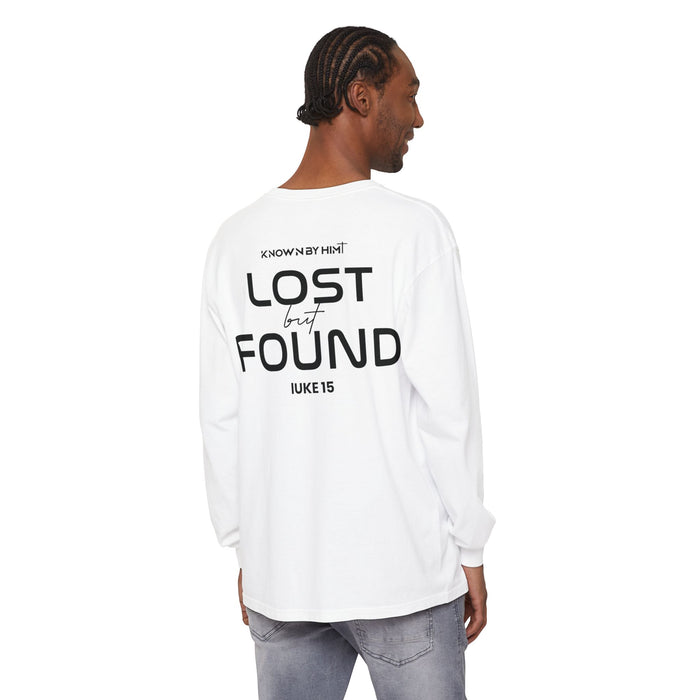 Known by Him Garment-Dyed Long Sleeve — Lost but Found (Luke 15)