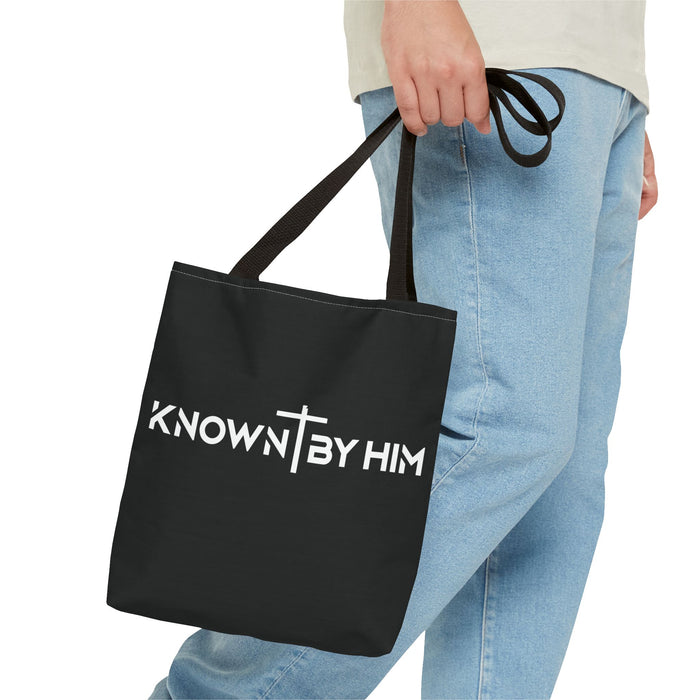 Known by Him Tote Bag — Black (13x13)