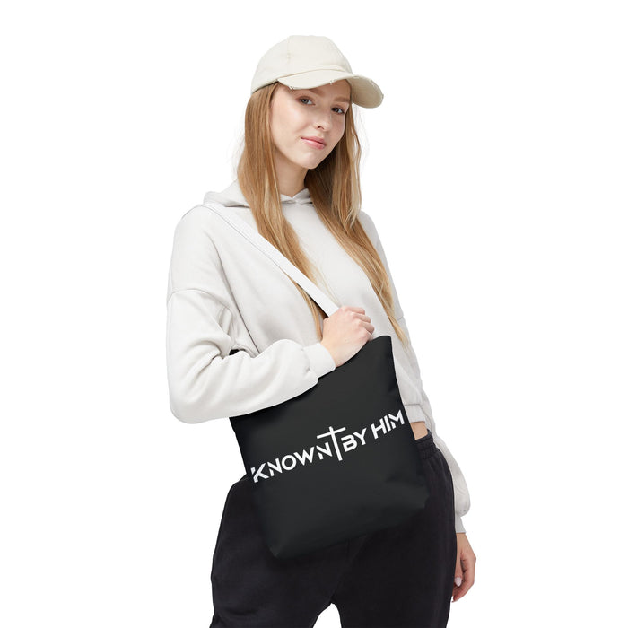 Known by Him Tote Bag — Black (13x13)