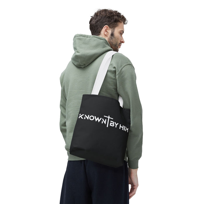 Known by Him Tote Bag — Black (13x13)