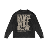 Every Knee Will Bow — Acid Wash Oversize Long Sleeve Tee