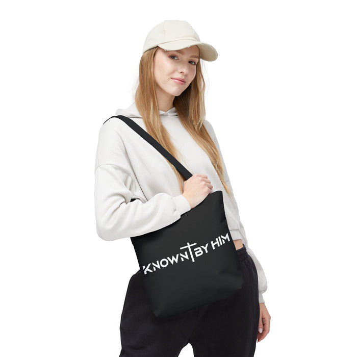 Known by Him Tote Bag — Black (13x13)