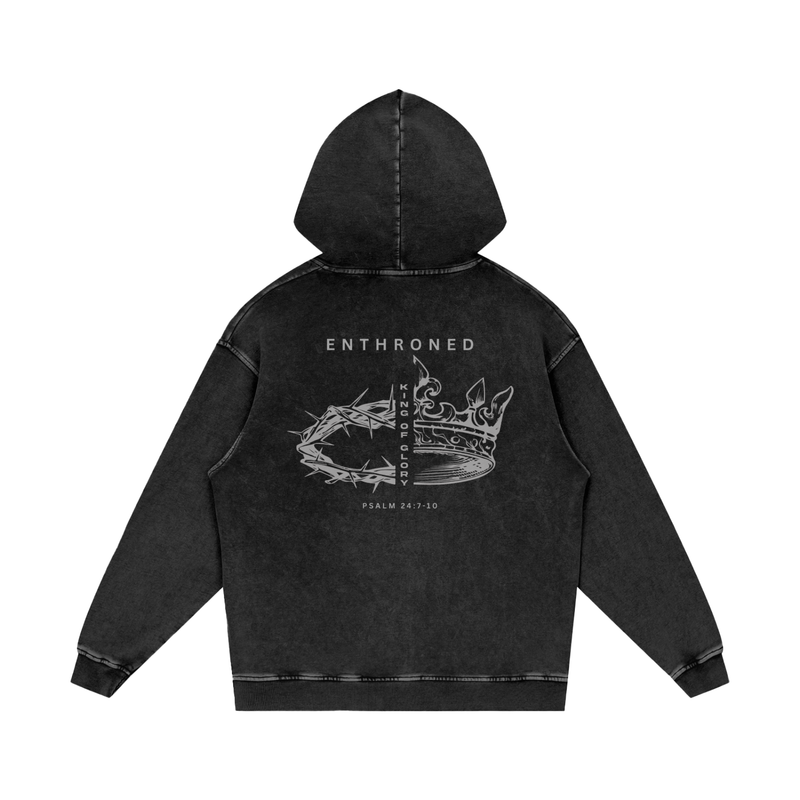 Enthroned — Snow Washed Loose Cotton Hoodie