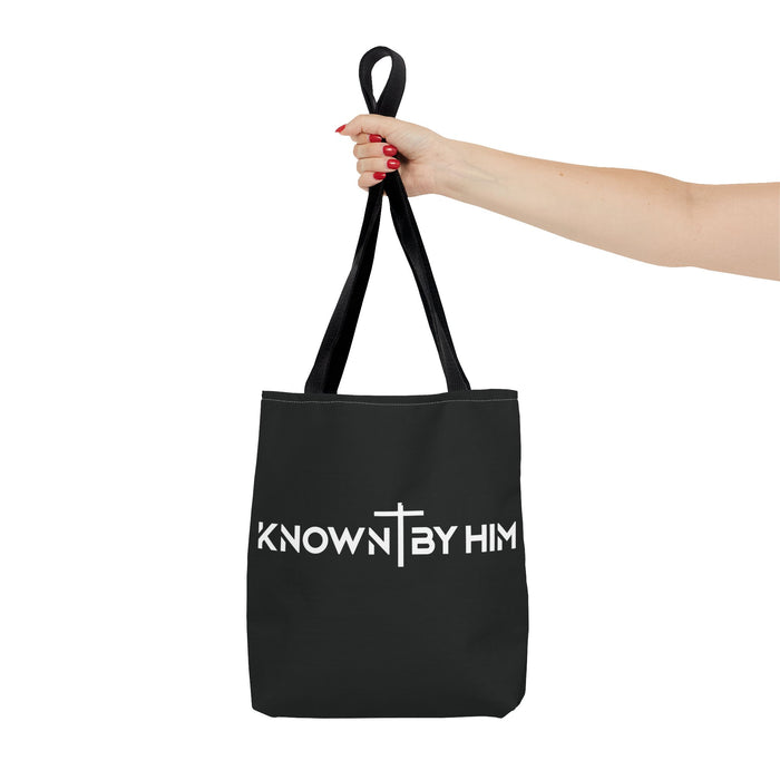 Known by Him Tote Bag — Black (13x13)