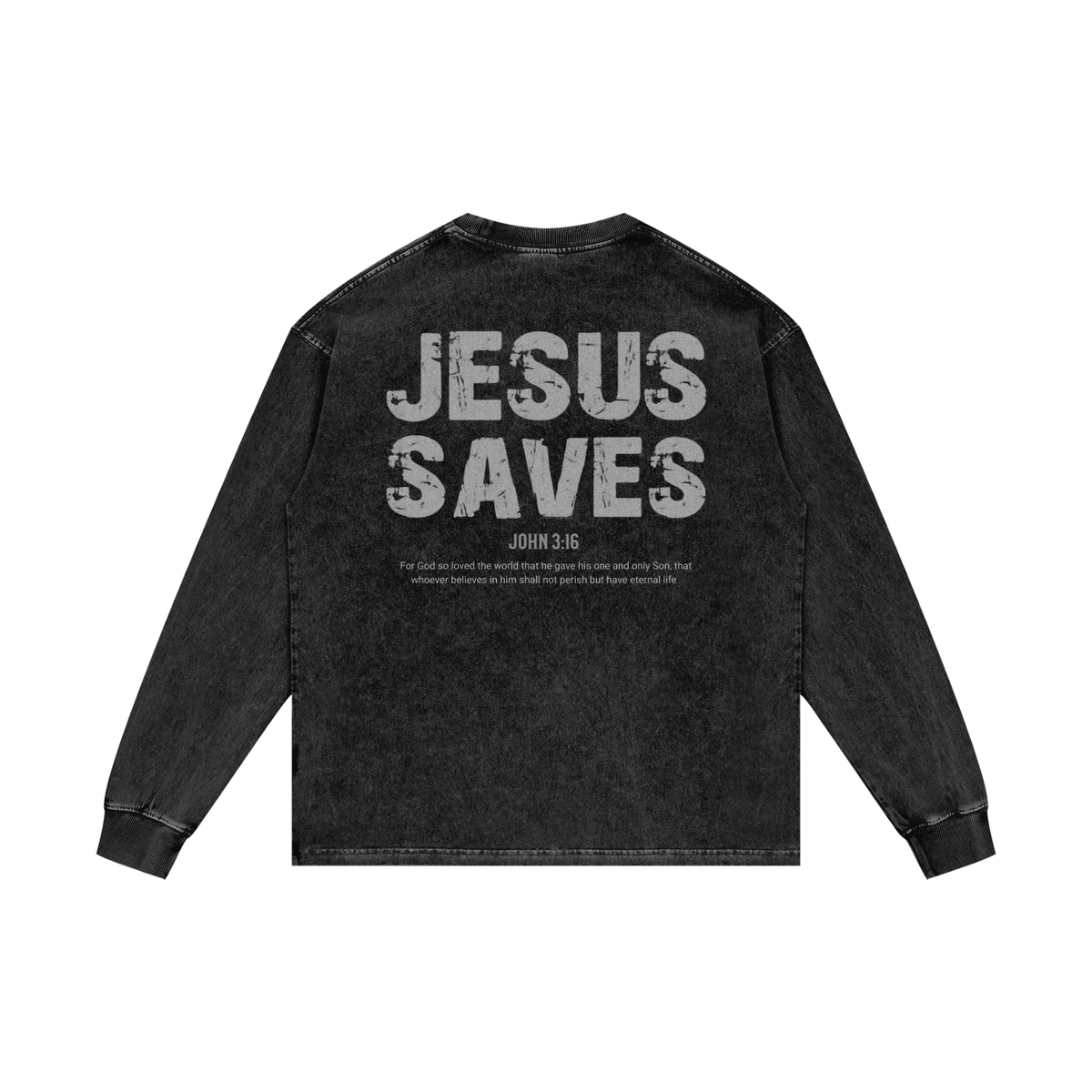 Jesus Saves — Acid Wash Oversize Long Sleeve Tee