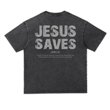 Jesus Saves — Snow Washed Heavyweight Oversized Tee