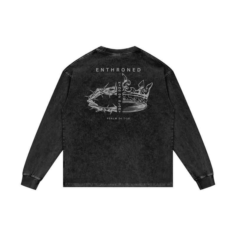 Enthroned — Acid Wash Oversized Long Sleeve Tee