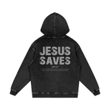 Jesus Saves — Snow Washed Oversized Cotton Hoodie